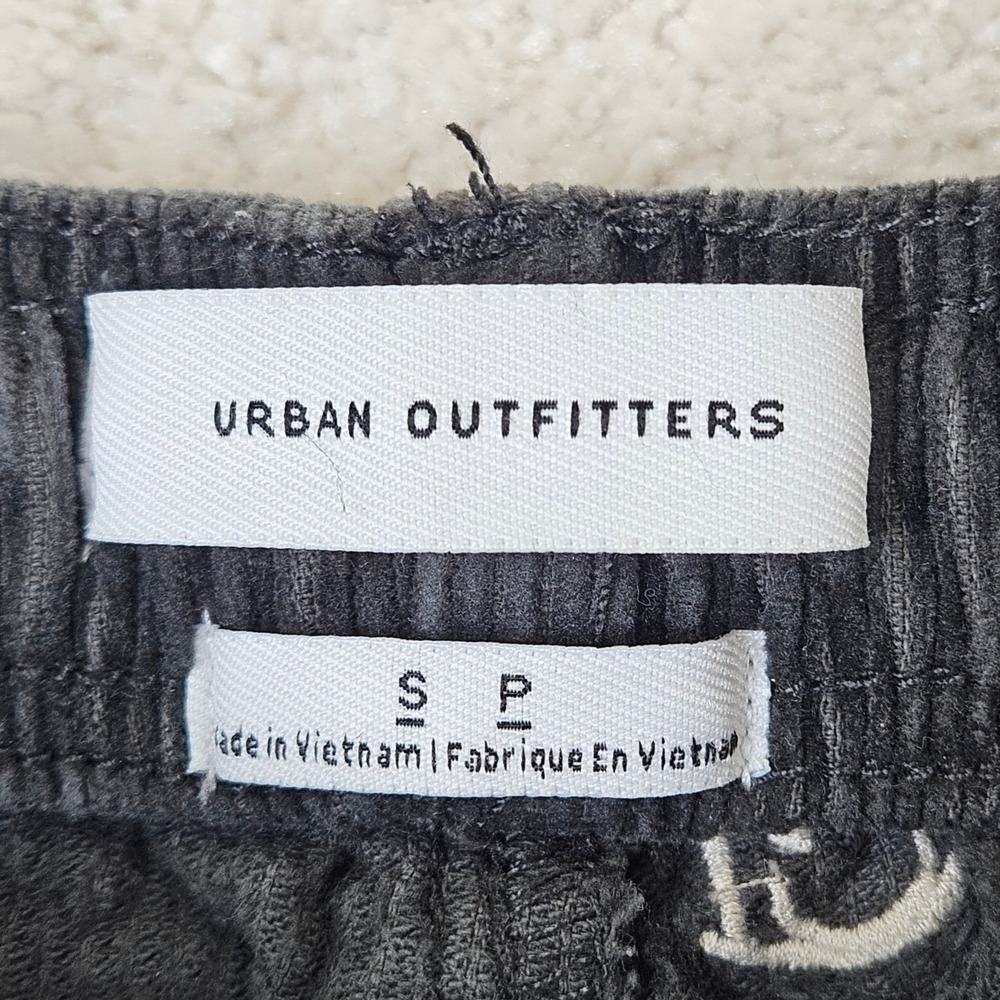 Urban Outfitters Men's Black Corduroy Smiley Face Tie Waist Pants Sz S Whimsical - Picture 4 of 9